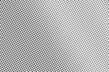Black on white halftone vector texture. Rough perforated surface. Subtle dotwork gradient for vintage effect.