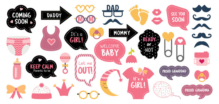 Baby shower photo booth photobooth props set