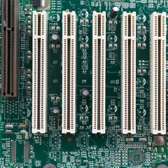 Front View of a Computer Motherboard Chip