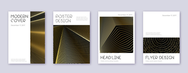 Minimal brochure design template set. Gold abstrac