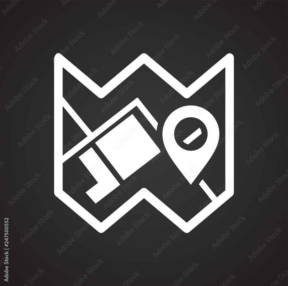 Poster navigation icon on black background for graphic and web design, modern simple vector sign. internet 