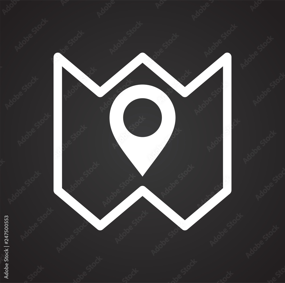 Poster navigation icon on black background for graphic and web design, modern simple vector sign. internet 