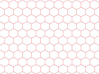 Pastel sweet pink line hexagon on white background like honeycomb texture pattern. Vector art design polygon in geometric concept. Vintage retro style wallpaper for valentine, textile and other.