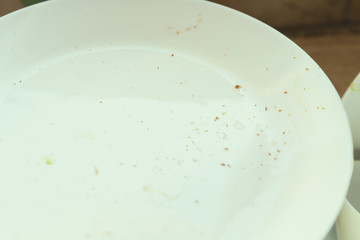 Stained Dirty Dishes In Kitchen Sink