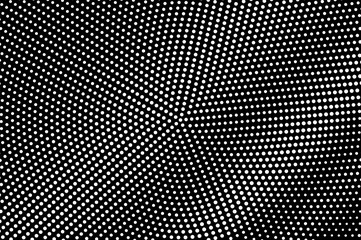 White dots on black background. Centered halftone vector texture. Diagonal dotwork gradient.