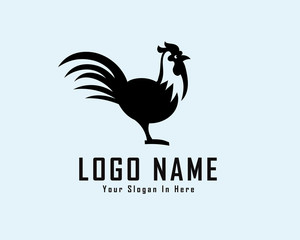 black crowing rooster drawing art logo design illustration