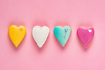 Heart shaped cookies made by hand