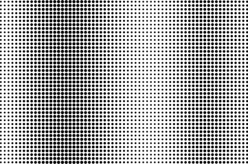 Black on white halftone vector texture. Grunge perforated surface. Regular dotwork gradient. Digital pop art background