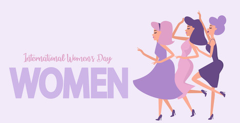 International women's day. Illustration with different women. Editable vector illustration
