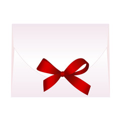 Envelope with Shiny Red Satin Bow.  Has space for text.