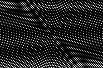 White dots on black background. Sparse round halftone vector texture. Horizontal dotwork gradient
