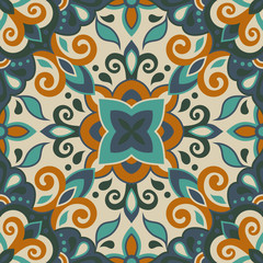 Fototapeta na wymiar Azulejos Tile Vector Seamless Pattern
