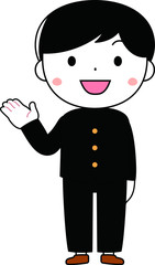 Serious cute male student wearing student clothes expressing emotion