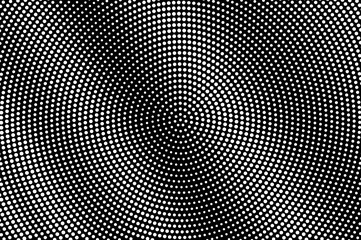 White dots on black background. Contrast bright halftone vector texture. Diagonal dotwork gradient.