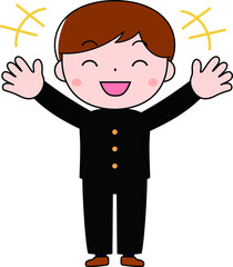 Serious male student wearing student clothes expressing emotion