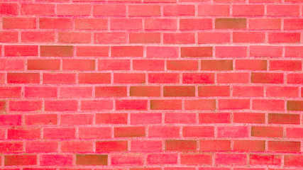 brick wall of red color, wide panorama of masonry.