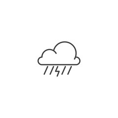 Thunder and rain cloud line icon vector
