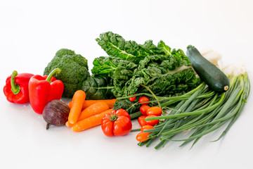 Mixed vegetables on a white background