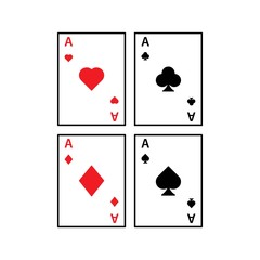 Set of four aces card suit line icon vector