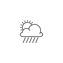 Rain cloud and sun line icon vector