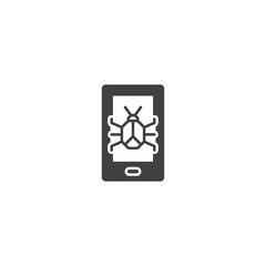 mobile bug, phone virus icon vector