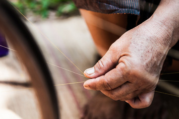 Traditional sericulture Thai silk making in Countryside, Thailand