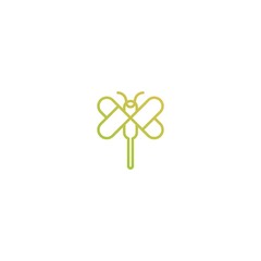Dragonfly with love wing icon logo vector template