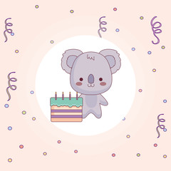 cute and little koala with sweet cake