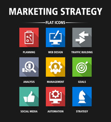 MARKETING STRATEGY FLAT ICONS