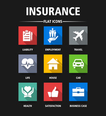 INSURANCE FLAT ICONS