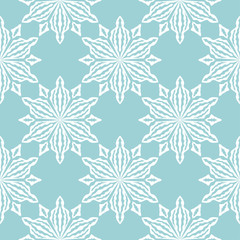 Floral seamless background. White design on blue backdrop