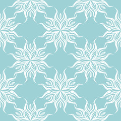 White floral seamless pattern on blue background