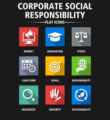 CORPORATE SOCIAL RESPONSIBILITY FLAT ICONS