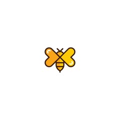Bee with love wing logo icon template