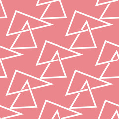  Geometric print. White pattern on pink seamless background