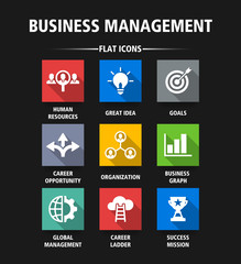 BUSINESS MANAGEMENT FLAT ICONS