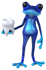 Fun blue frog - 3D Illustration