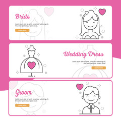 Wedding Banner Design with Outline Filled Style