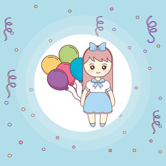 cute and little girl with balloons helium