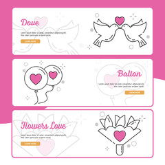 Wedding Banner Design with Outline Filled Style