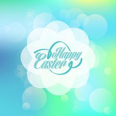 Vector Happy Easter text logo on bokeh texture