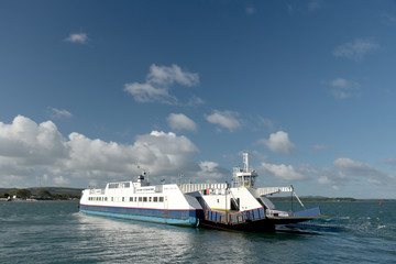 Fototapeta na wymiar Chain ferry across Poole harbour near Sandbanks, Dorset