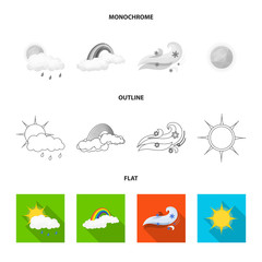Isolated object of weather and climate sign. Set of weather and cloud stock symbol for web.