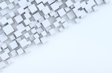 White geometric cube shapes  background. for design decorate. Realistic 3D render.