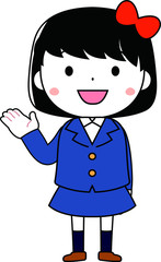 A cute bob cut female student expressing emotion