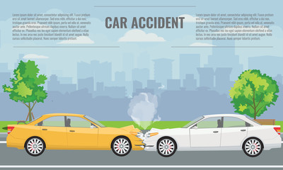 Car crash or accident concept illustration. Vector illustration for infographic template.