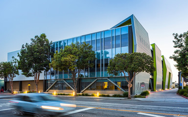 modern building at dusk