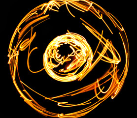 Yellow big circle on a black background abstract