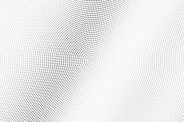 Plakat Black dots on white background. Pale perforated surface. Micro halftone vector texture. Diagonal dotwork gradient