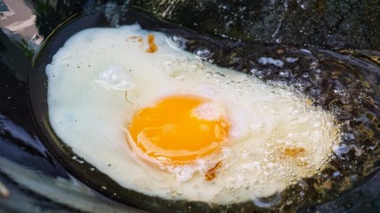 fried egg in a frying pan